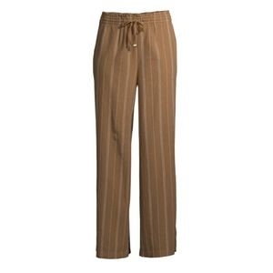 NWT Time and Tru Linen-Blend Tan Stripe Pants, Women's Medium 8-10